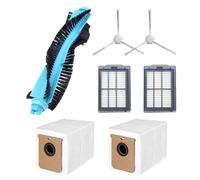 Roboparts® Kit Rodillo Principal, 2 cepillos Laterales, 2 filtros hepa y 2 Bolsas de Vaciado de Repuesto Compatible con Robot Aspirador Cecotec Conga 15090 16090 AI SpinArm Home&Wash