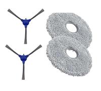 Roboparts® Recambios compatibles con Cecotec Conga Conga M100 Spin AI. Repuesto para Robot Aspirador: 2 Mopas de fregado y 2 cepillos Laterales