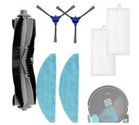 Roboparts® Recambios Compatibles con Cecotec Conga M50 / M50 X-Treme Pack 7 en 1 Repuesto Cepillo Rodillo Central, 2 Cepillos Laterales, 2 Filtros Hepa y 2 Mopas de Fregado para Robot Aspirador