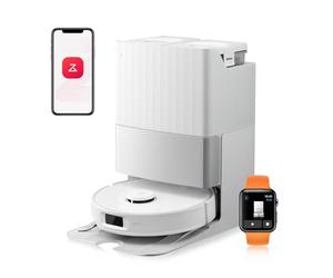 roborock Qrevo Edge S5A Robot Aspirador y Fregasuelos 18.500 Pa, Sin Enredos, FlexiArm Cepillo Lateral y Mopa, Lavado con Mopa de Agua Caliente y Autolimpieza, Secado con Aire Caliente, Blanco