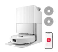 roborock Qrevo Master Set Robot Aspirador 10000 Pa, Cepillo DuoRoller, FlexiArm Design™, HyperForce®, Base multifunción 3.0, Agua Caliente a 60°C, además 2 Paños de Limpieza, Blanco