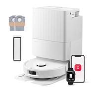 roborock QV 35S Set Robot Aspirador, Succión HyperForce de 10000 Pa con Base Multifuncional, Cepillos Dobles Antienredos, 2 Mopas Giratorias Elevación Automática de 10 mm, limpiar y secar auto, Blanco