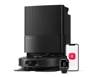 roborock Robot Aspirador QV 35A, 8000Pa de succión, Dos mopas giratorias elevables, cepillos antienredos, tecnología reactiva para Evitar obstáculos, navegación y mapeo,Negro