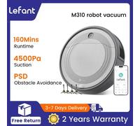 Robot aspirador Lefant M310 4500PA potente succión 180 minutos, Control por aplicación/Alexa Ideal para pelo de mascotas y suelos duros Gray