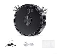 Robot aspirador, navegación inteligente, recarga automática 2 en 1, máquina trapeadora para suelos duros, alfombras, pelo de mascotas, protección contra colisiones, blanco/negro (negro)