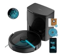 Cecotec Robot Aspirador y Friegasuelos con Base Autovaciado Conga 9590 Spin Revolution Ultra Power Home Essential. Navegación Láser, 10000Pa, App, Autonomía 240min, Cepillo Mascotas, Mopas Gitarorias