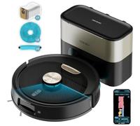 Cecotec Robot Aspirador con Base de Autovaciado Conga Y100 Spin AI. Navegación Láser, 20000Pa Presión de Succión, Cepillo de Silicona Especial Casas con Mascotas, Base de 2.8L, Control App