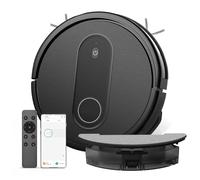 Robot Aspirador y Fregasuelos,con Potente Succión,Tanque de Agua,Autonomía 120 min,Aspirador Robot Múltiples Métodos de Control y Modos de Limpieza,Robot Aspirador para Suelo Alfombra y Pelo,Negro