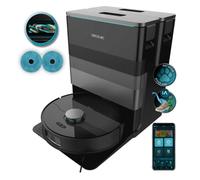 Cecotec Robot Aspirador y Friegasuelos con IA y Base Autovaciado Conga X70. Motor de Succión 15000Pa, Base 4 en 1, Tecnología Láser, Mopas Giratorias, Cepillo Lateral, App y Bluetooth