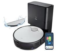 MEDION Robot Aspirador estación de aspiración y función de Limpieza X50 SW (navegación láser, Potente Potencia de aspiración de 8000Pa, Robot Aspirador Alexa 2en1, mapeo preciso, Zonas Go & No Go
