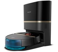PHILIPS Robot Aspirador y friegasuelos Homerun 7000, succión ultrapotente (5000 Pa), detección de obstáculos pequeños, estación de Vaciado automático, Robot Aspirador, App, Negro (XU7100/01)