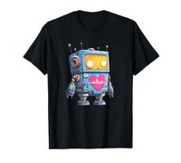 Robot Azul Kawaii con Panel de Amor de Latido del corazón Camiseta