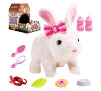 Robot Bunny Pet - Conejito interactivo de 16 cm, juguete animal eléctrico de peluche, conejo saltando y caminando con sonidos oídos móviles juego de juegos de rol para juegos de interior Complea