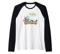 Robot Cuál es mi propósito Divertido Humor existencial AI Camiseta Manga Raglan
