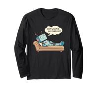 Robot Cuál es mi propósito Divertido Humor existencial AI Manga Larga