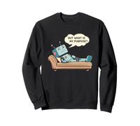 Robot Cuál es mi propósito Divertido Humor existencial AI Sudadera