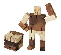 ROBOT CUBE totalmente articulado transformable en avión, juego de rotura cabeza a partir de 3 años de madera maciza conforme a las normas CE Dificultad 1/6, marca francesa Le Déliant.