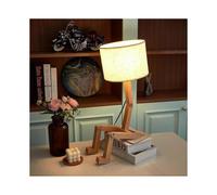 Robot Cute Desk Lamp Novelty Wooden Creative Table Lamp with Wood Base Adjustable Shape Bedside Fun Funky Lamp Reading