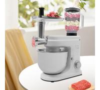 Robot de cocina 3 en 1 con picadora de carne y exprimidor, amasadora para masa de pan, máquina versátil con cabezal inclinable, cuenco de acero inoxidable y 3 herramientas de agitación