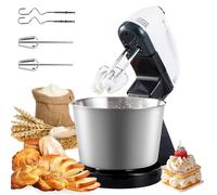 Robot de cocina, amasadora de 2 litros con cuenco de acero inoxidable, 7 velocidades, batidor de crema de huevo mini de 100 W, con gancho para mezclar, gancho para amasar, escoba batidora