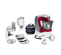 Robot de cocina Bosch MUM5X720 1000W, bol 3,9L, acero inoxidable, balanza integrada, 7 velocidades, rojo/plata
