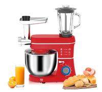 Robot de Cocina Multifuncion 5 en 1,Batidora Amasadora con Función Picadora de Carne y Batidora,10L Tazón de Acero Inoxidable,1,5L Jarra, 6 Funciones de Regulación y Pulse,Kit de Accesorios,Red