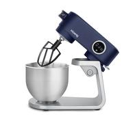 H.Koenig Robot de cocina multifunción 5L KM126 en acero INOX Azul, Robot pastelero, 8 velocidades, Batidor, Mezclador, Gancho Amasador, Tapa anti-salpicamiento, Potente 800 W