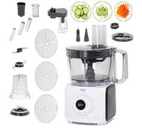Robot de Cocina Multifuncional con Pantalla LCD, 12-en-1, 1000W, 7 Velocidades y 4 Programas - Picado Automático, , Trituración y Trituración de Hielo