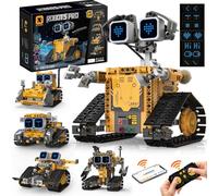 Robot de construcción de tecnología para niños, 5 en 1 robots con aplicación y control remoto, kit de construcción de pared técnico con 16 LED mímicos, 373 piezas RC programable robot juguete regalo