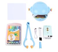Robot de Dibujo para niños con 100 Tarjetas de Dibujo y 12 bolígrafos de Colores, Juguete de Dibujo automático Interactivo Recargable de 1800 mAh para Creatividad de coordinación (Azul Cielo)