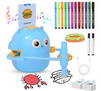 Robot de Dibujo para Niños, Drawing Robot con 100 Tarjetas, Robots de Pintura, Juguete Educativo Interactivo con Voz para Niños y Niñas a Partir de 3 Años Aprende Dibujo, Ortografía y Matemáticas