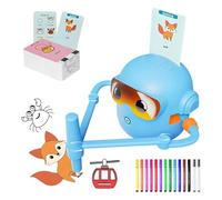 Robot de dibujo para niños: máquina de dibujo interactiva y educativa, juguete de aprendizaje para dibujar con interacción de voz con 100 tarjetas de palabras y 12 bolígrafos de colores | Juguete de p