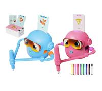 Robot de dibujo para niños, robot de dibujo mágico con 100 tarjetas de palabras de aprendizaje, tutor de arte inteligente interactivo, interacción de voz y 12 bolígrafos de colores, robots de dibujos