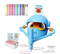 Robot de dibujo para niños, robot de dibujo mágico con 100 tarjetas de palabras de aprendizaje, tutor de arte inteligente interactivo, interacción de voz y 12 bolígrafos de colores, robots de dibujos