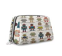 Robot de dibujos animados, bolsa de cosméticos de cuero de gran capacidad, juego de súper robot en estilo de dibujos animados, bolsa de maquillaje multifuncional para mujer, multicolor, M,