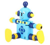 Robot de Juguete de Madera Flexible, Bonito Robot Brillante para Niños, Juguetes de Aprendizaje para la Imaginación, Desarrollo de la Creatividad, 9,5x1,9x11,8 Cm (Blue)