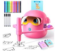Robot de pintura para niños, robot de dibujo para niños a partir de 3, 4, 5, 6, 7, 8 años, robot de dibujo educativo interactivo con 100 tarjetas, 16 lápices de colores y música, un regalo para niños