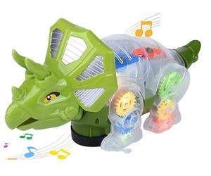 Robot Dinosaurio Luces Sonidos Movimiento Bump & Go Versos Reales Música Tirrannosaurio Triceratops Trex Camina Se Ilumina Dinosaurio Juguete Caminante Cyber Velociraptor Tiranosaurio Robot Dino (B)