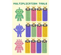Robot - Light Yellow Multiplication Table Notebook: A Cute 6x9 Math-Themed Notebook for Kids | 100 Lined Pages | Perfect for School Notes, Math Practice, and Learning Times Tables