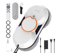 Robot Limpiacristales, 5600PA Limpiacristales Electrico Ventanas con Doble Pulverización de Agua, 3 Modos de Limpieza, Sistema de Seguridad, Detección Inteligente de Bordes, Control Remoto e 8 Trapo