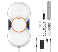 Robot Limpiacristales, 5600pa Robot Lavadora de Cristal Automático con Doble Jet de Agua, 3 Modos Limpieza, Navegación Inteligente, Mando a Distancia y 8 Paños, Limpia Cristales Electrico Ventanas