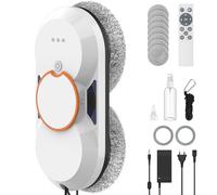 Robot Limpiacristales, 5600Pa Robot Lavadora de Cristal Automático con Doble Pulverización de Agua, 3 Modos Limpieza, Detección de Bordes, Navegación Inteligente, Mando a Distancia et 8 Paños