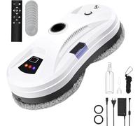 Robot Limpiacristales 5600Pa, Robot limpiador de ventanas eléctrico con Control Remoto, sistema de reconocimiento de bordes y Navegación Inteligente para Superficies Lisas, 10 Trapo (Blanco (A))