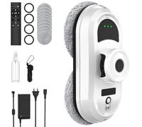 Robot Limpiacristales, 5600Pa Robot Limpieza de Ventanas Electrico Con Sistema de Seguridad, Navegación Inteligente, Control Remoto, Detección de Bordes, para Todas Las Superficies Lisas, con 10 Trapo