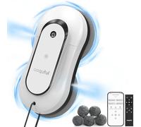 Robot Limpiacristales Inteligente, Limpiador Eléctrico de Ventanas con Doble Rociado de Agua, Control Remoto y por Aplicación, Para Ventanas Interiores y Exteriores, Planificación de Ruta, Blanco