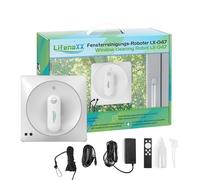 Lifenaxx LX-047, robot eléctrico limpiacristales avanzado con 4 boquillas de pulverización, 4 programas de limpieza, motor sin escobillas, mando a distancia - también para las ventanas sin marco