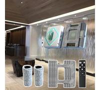 Robot limpiador automático de ventanas 3000-5000 Pa, tanque de agua de 60 ml, 4 paños de limpieza, control remoto, control por aplicación, cepillo de doble rodillo, fregona para limpieza profunda