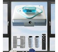 Robot limpiador de ventanas con control de aplicación, tanque de agua dual de 30 ml, spray de agua de 3 vías y cepillo de rodillo doble, incluye 4 paños de limpieza