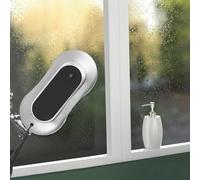 Robot limpiador de ventanas eléctrico de 80 W con doble pulverización automática, control remoto para ventanas y cristales en interiores y exteriores, color plateado, velocidad de rotación de 28000