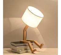 Robot linda lámpara de escritorio,lámparas de mesa de madera,lámpara de mesa creativa de madera base forma ajustable,diversión Funky luz de lectura para dormitorio,estudio,oficina,sala de niños